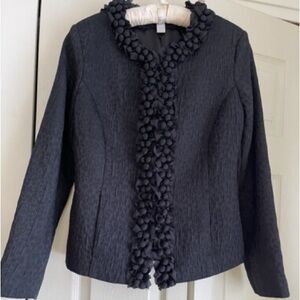 Chico's Black Blazer with Ruffle Trim